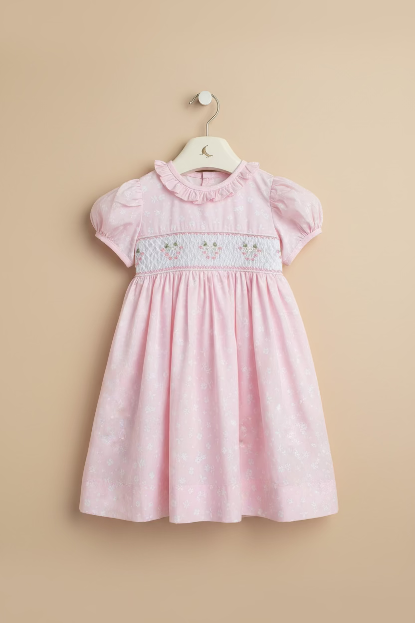 Pink Classic Smocked With Flowers