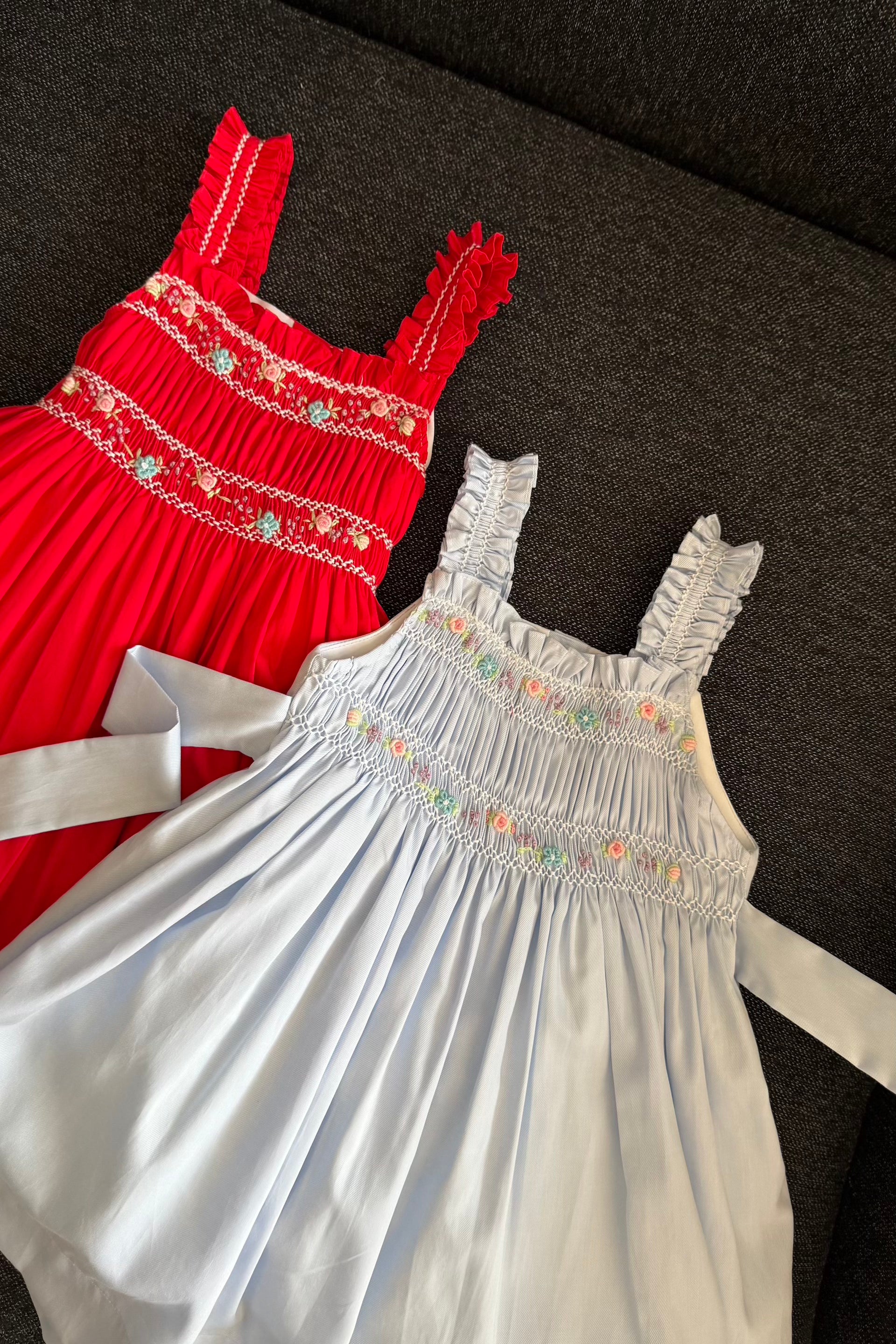Jaslyn Smocked Dress - Blue/White and Red/White