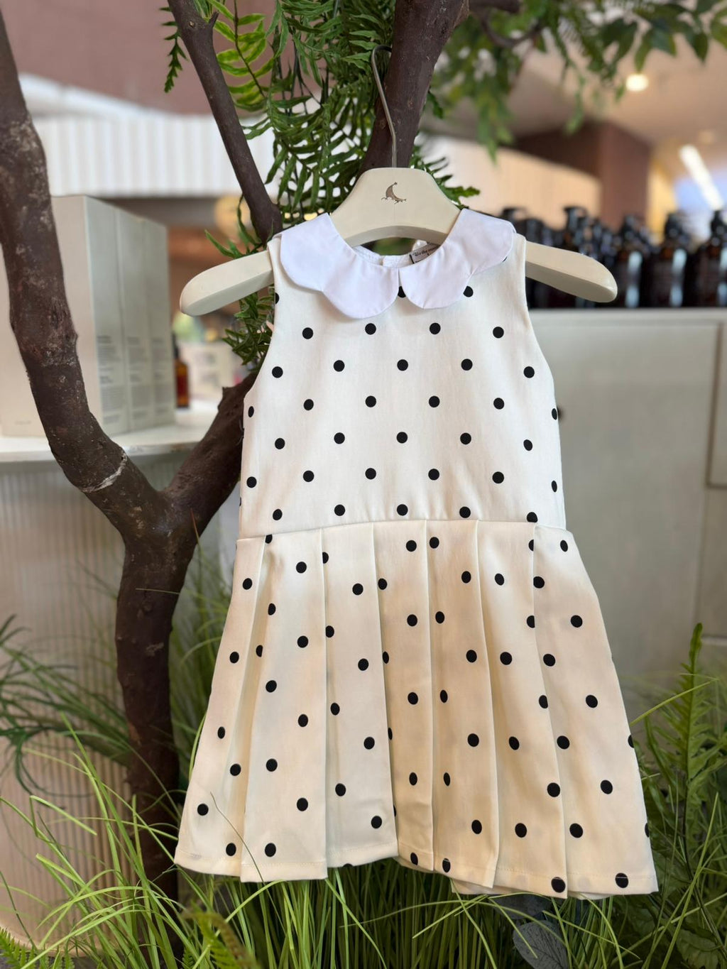 Luna Collar Dress - Polka Dots