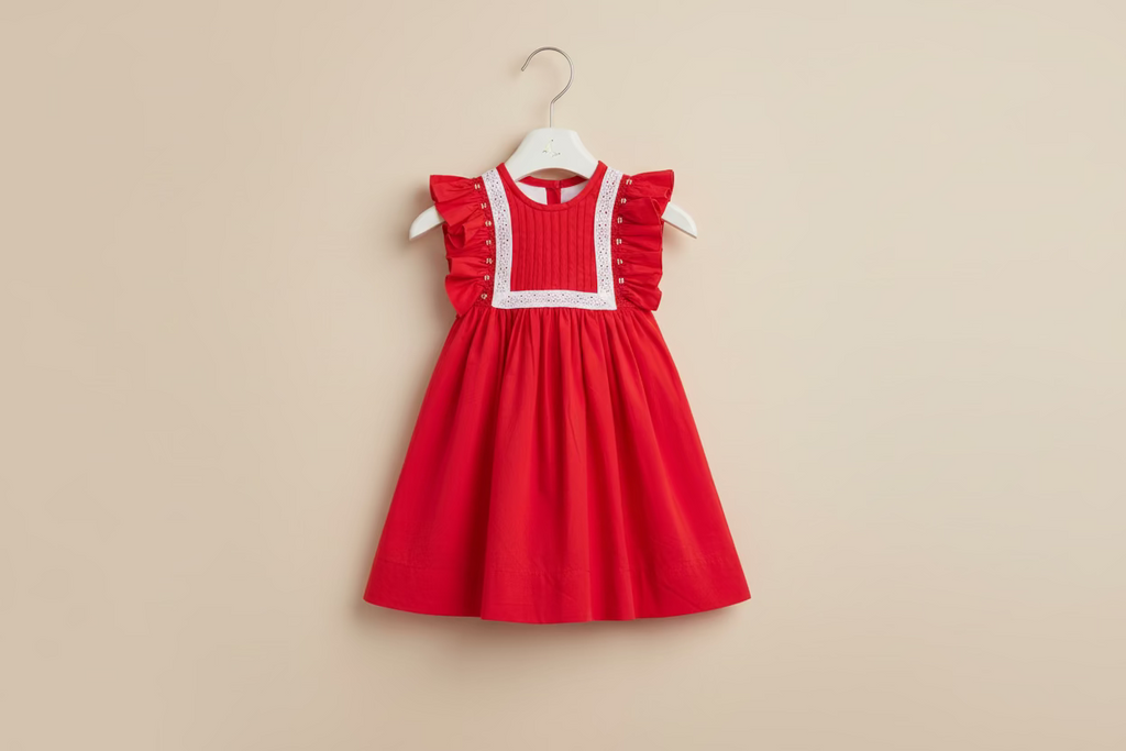 Red Fairy Wing in Butterfly Smocked Dress